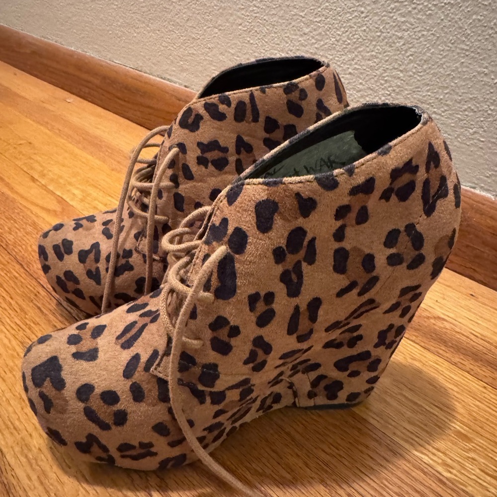 Soda Tan and Black Wedge Shoes